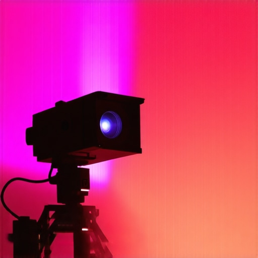 Outdoor laser projector with HDR showing vibrant movie scene at night