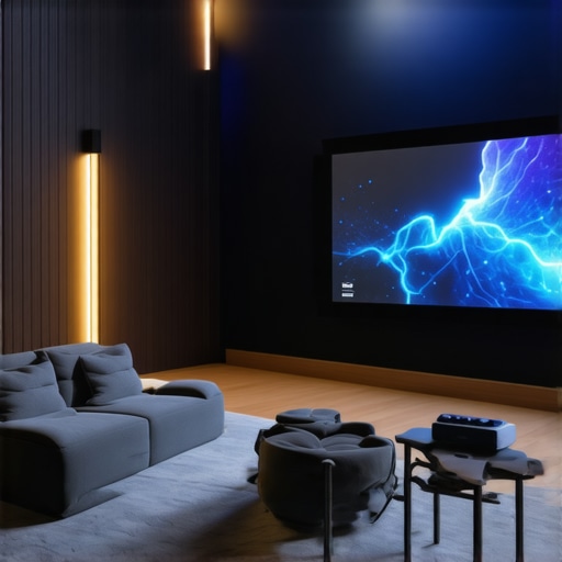 4K laser projector setup with professional calibration tools in a sleek home theater