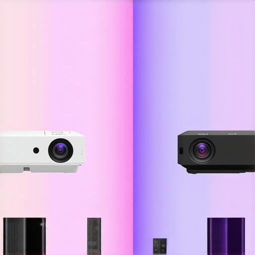 Comparison chart showing features of 4K projectors and laser spotlights for outdoor entertainment