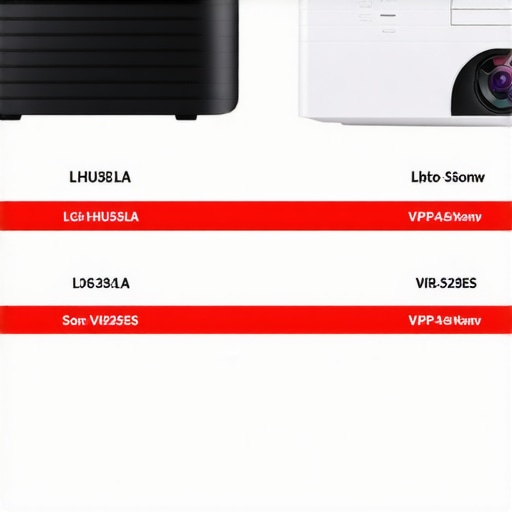 Comparison chart of portable 4K laser projector, LG HU85LA, and Sony VPL-VW325ES with features and prices