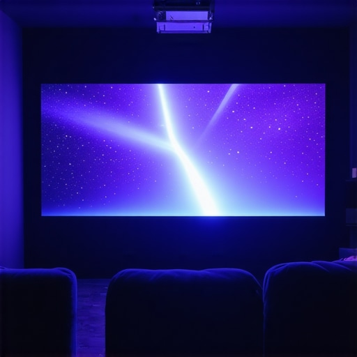 High-end laser projector during extended movie night in a dark room