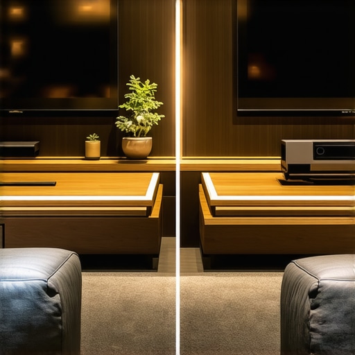 Comparison chart of 4K UST projectors and competitors in a cozy home theater