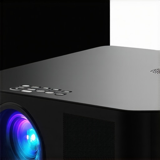 Detailed view of a modern laser projector highlighting its premium materials and design.