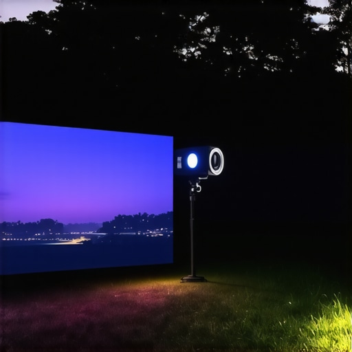 Portable 4K projector in outdoor use during dusk with vivid display