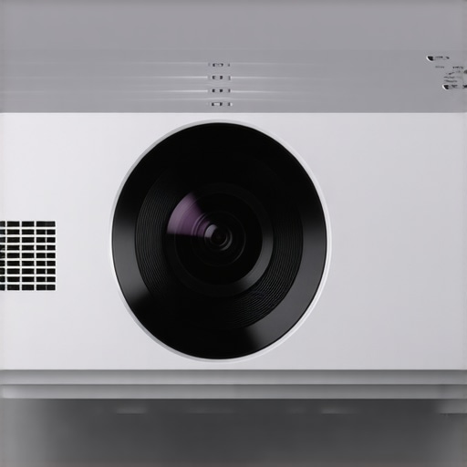 Premium 4K Laser Projector Design Close-up of a modern 4K laser projector with sleek design and premium materials.