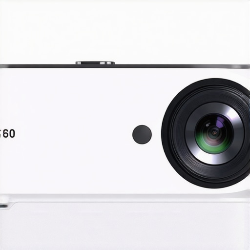 A high-resolution image showing the rugged, sleek exterior of a portable UST projector designed for outdoor use