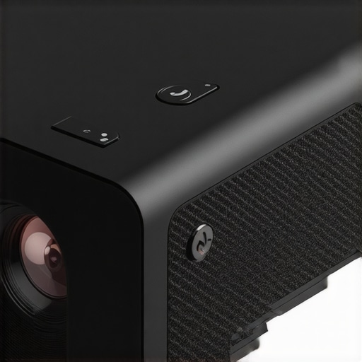 Close-up of rugged textured matte finish on a portable projector