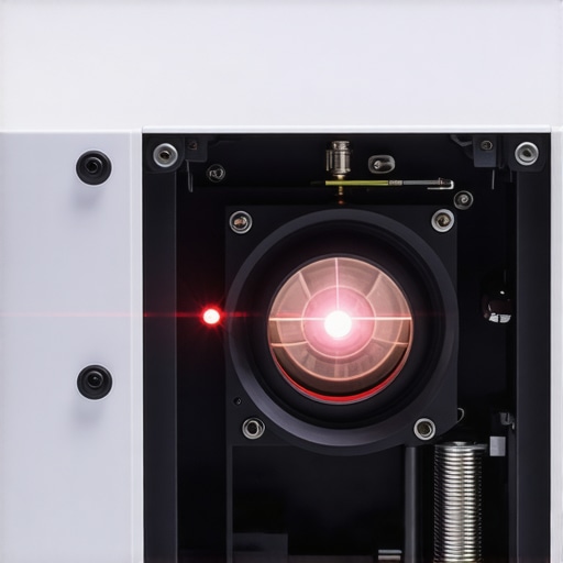 Close-up of laser projector's internal laser source and optical system.