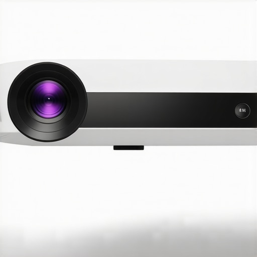 A compact, premium-quality 4K portable projector with a sleek design, suitable for outdoor use.