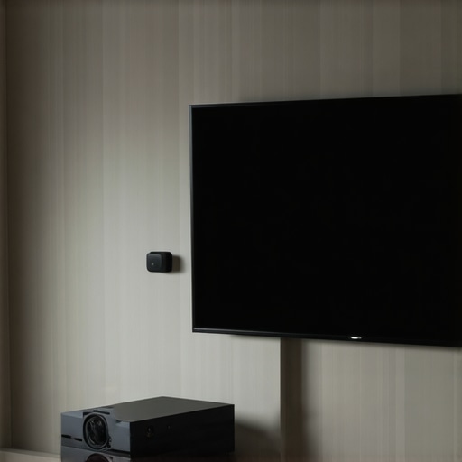 A sleek laser projector displaying an image onto a home theater screen