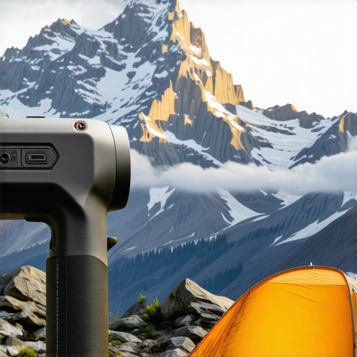 Laser and portable projectors used during outdoor camping with rugged terrain
