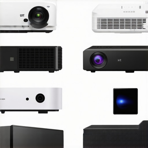 Illustration showing various projector types with size and design differences