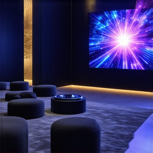 Comparing large OLED TV and UST laser projector Visual comparison between OLED TV and ultra-short-throw laser projector in a home setting.