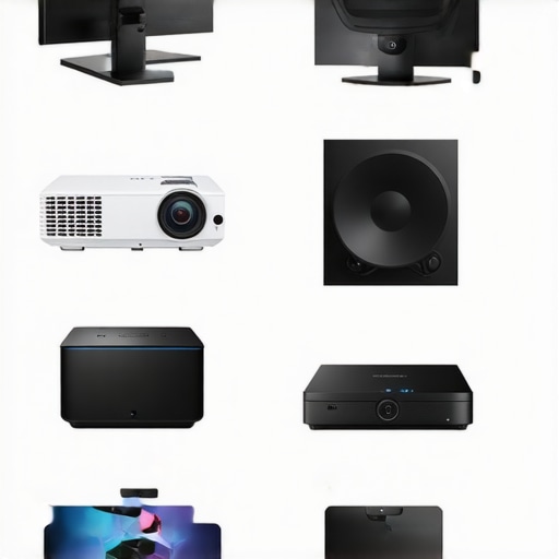 Various types of projectors and home theater setups side by side