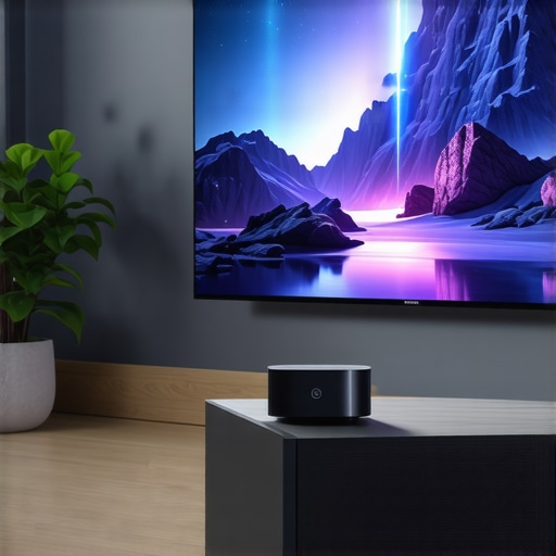 Modern Laser Projector Design Sleek and durable laser projector mounted in a home theater environment.