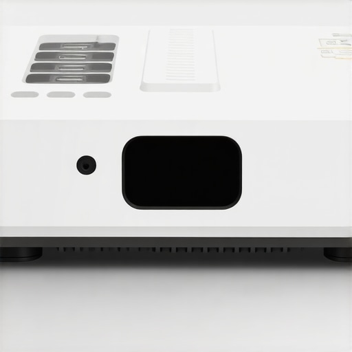 Close-up of a rugged portable projector with ergonomic controls and weatherproof build.