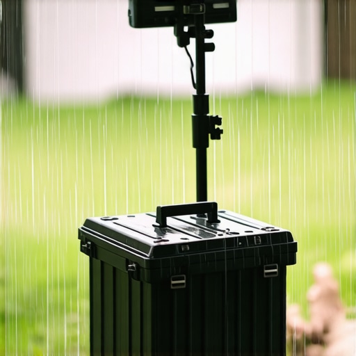 Portable projector with protective casing projecting in rainy outdoor environment