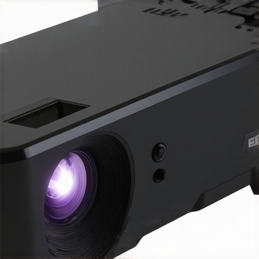 Detailed shot of portable projector's ports and durable exterior