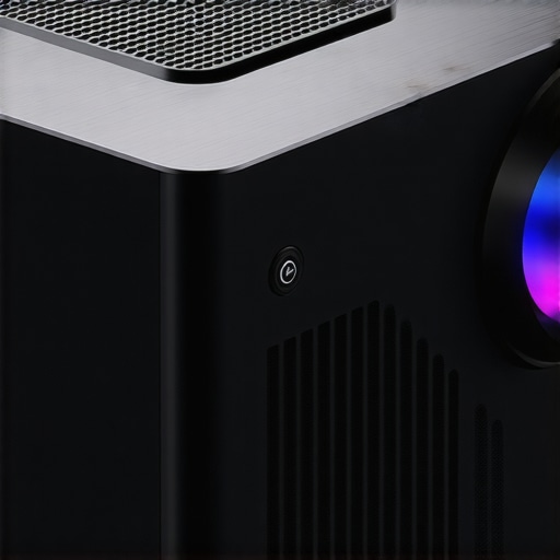 Close-up of a laser projector showing premium chassis and cooling vents