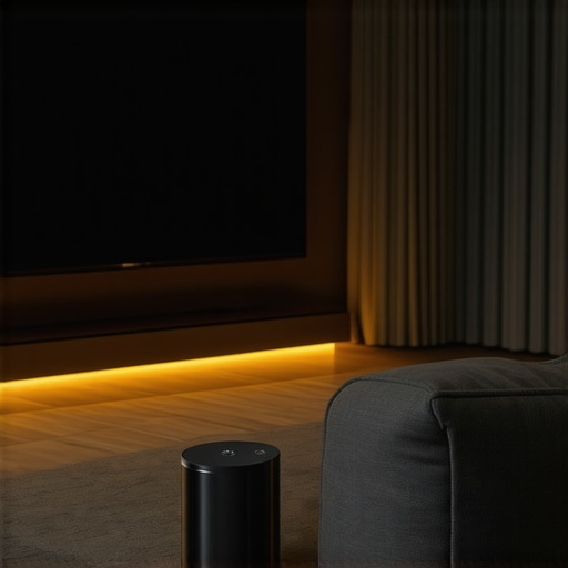 A high-end 4K ultra-short throw projector projecting images onto a home theater screen