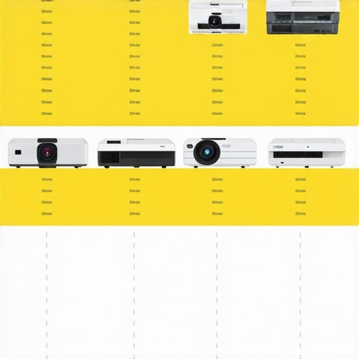 A detailed comparison chart showcasing different types of projectors including 4K laser, UST, portable, and other alternatives.