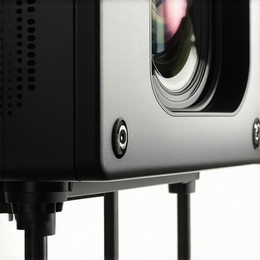 Close-up image of a laser projector showing plastic casing and lens