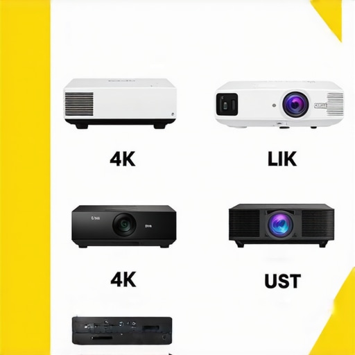 Comparison of Home Theater Projectors An infographic showing various types of projectors for home theaters