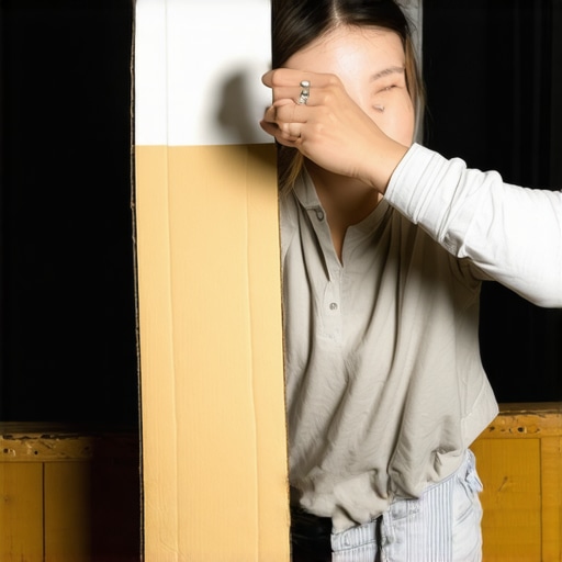 A hands-on view of a person customizing a cardboard insert for projector light blocking.