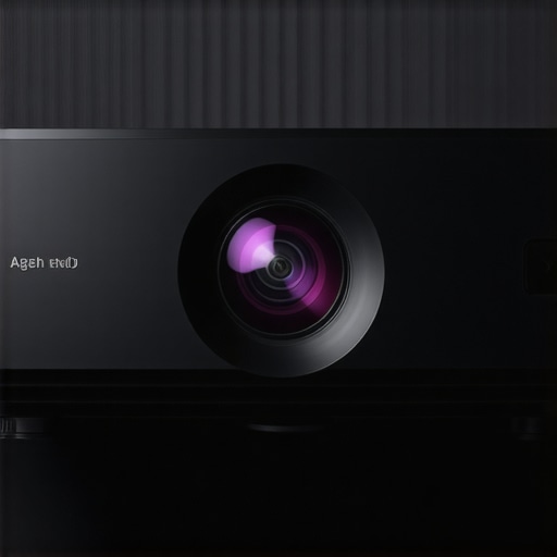 High-End 4K Projector Design Close-up view of a modern matte black 4K projector highlighting build quality and lens.