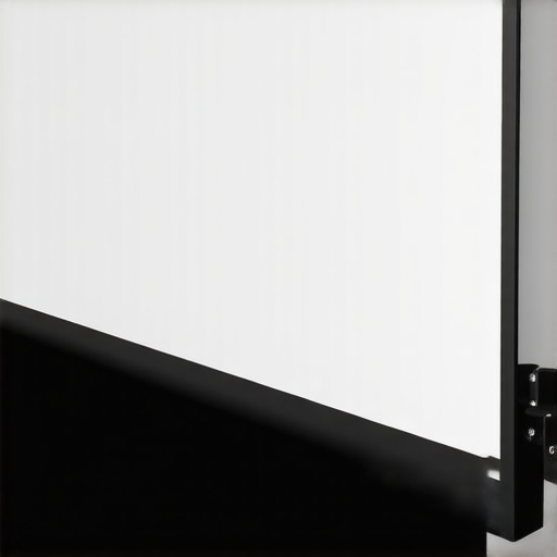 Detailed view of high-gain projector screen showing reflective coating and tensioning hardware.