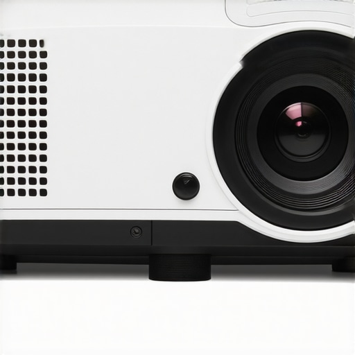 Detailed view of a premium 4K projector showing its lens and chasis textures