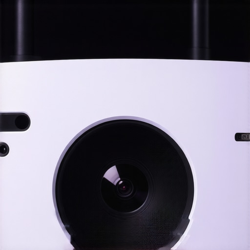 High-Quality Focus Mechanism Detailed view of the projector's focus adjustment ring and lens assembly.