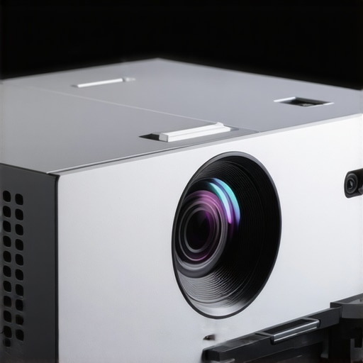 High-Quality Laser Projector Build A sleek laser projector with a matte finish and metal accents sitting on a shelf