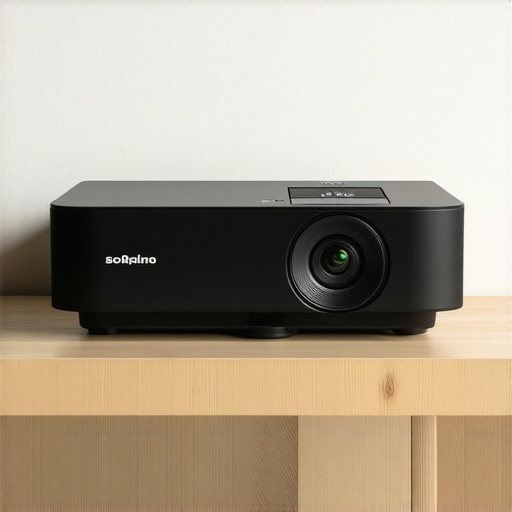 Close-up of modern UST projector showing premium material finish