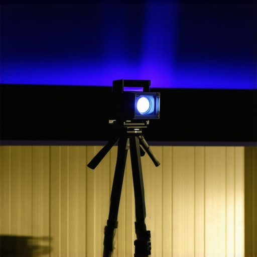 Portable laser projector with rugged housing used outdoors during nighttime