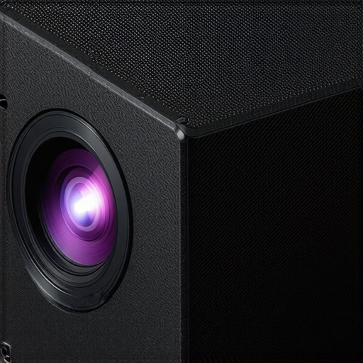 Portable projector build quality Close-up of a portable projector highlighting its sturdy matte finish and compact form