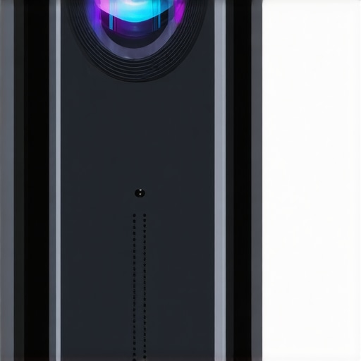 Close-up of an 8K projector's sleek, sturdy chassis highlighting high-quality materials.