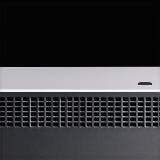Close-up of a stylish projector with a metal finish and venting grills