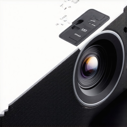 Premium UST Projector Build Close-up view of a premium ultra short throw projector showcasing its durable and stylish exterior