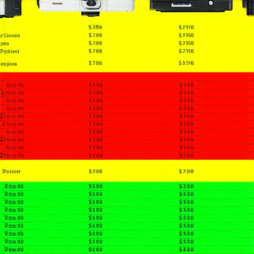 A detailed comparison chart illustrating laser projectors, 4K projectors, and portable projectors with feature highlights.