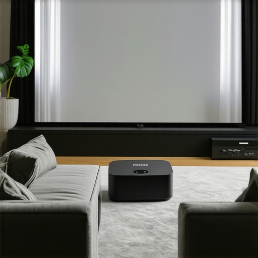 Projector Comparison: Portable Laser vs. Fixed 4K Home Theater Comparison image showing portable laser projector and fixed 4K home theater system side by side.