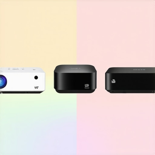 Illustration comparing laser, UST, 4K, and portable projectors for home theater