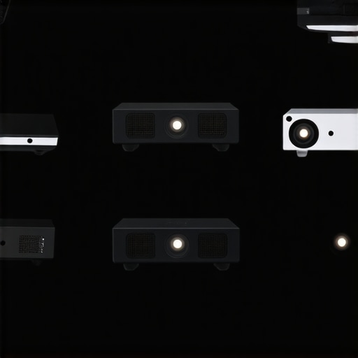 Multiple projectors displaying images in a dark room during real-world testing