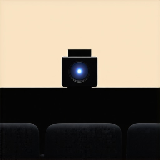 High-performance 4K projector with active cooling in a dark theater setting.
