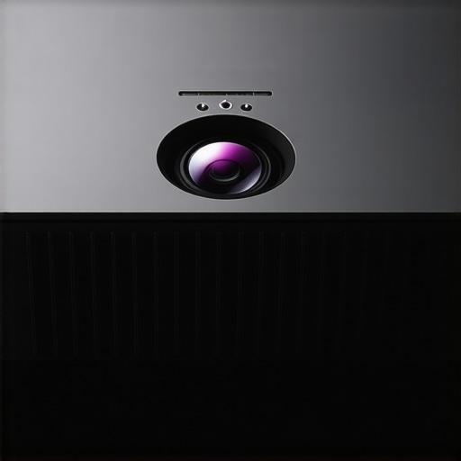 Close-up of modern projector body emphasizing material quality and design elements.
