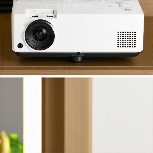 UST vs. Traditional Projectors Side-by-side comparison of ultra short throw and standard home theater projectors in a living room.