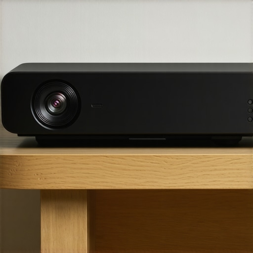 Budget Laser Projector Exterior Close-up of the exterior of a budget laser projector highlighting its ports and sleek design.