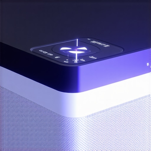 Laser UST Projector in Action Home theater with laser ultra-short throw projector projecting a bright image during a movie night