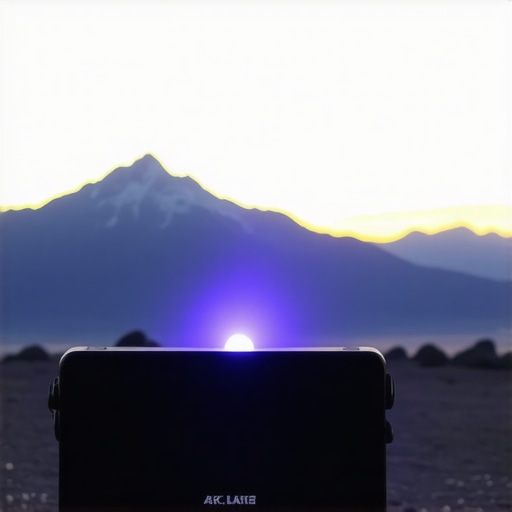 Outdoor Portable 4K Laser Projector in Nature Portable 4K laser projector projecting movie outdoors at sunset