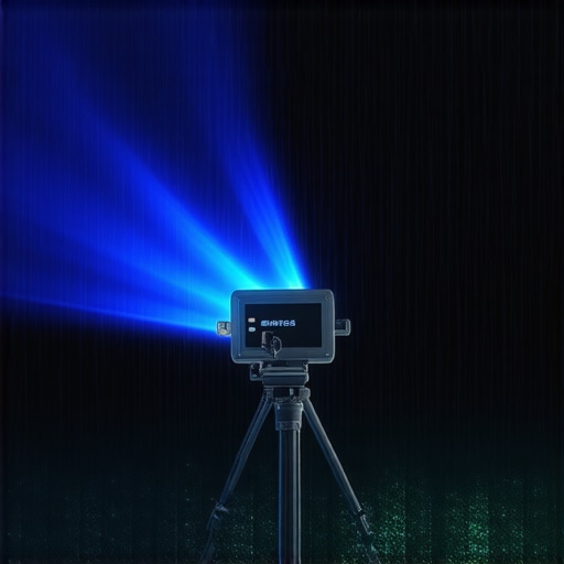 Portable laser projector outdoors during rainy weather demonstrating weather resistance.